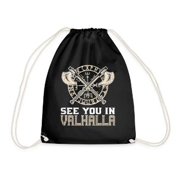 See You In Valhalla Wikinger Viking Totenkopf - Turnbeutel - Schwarz - Vorne