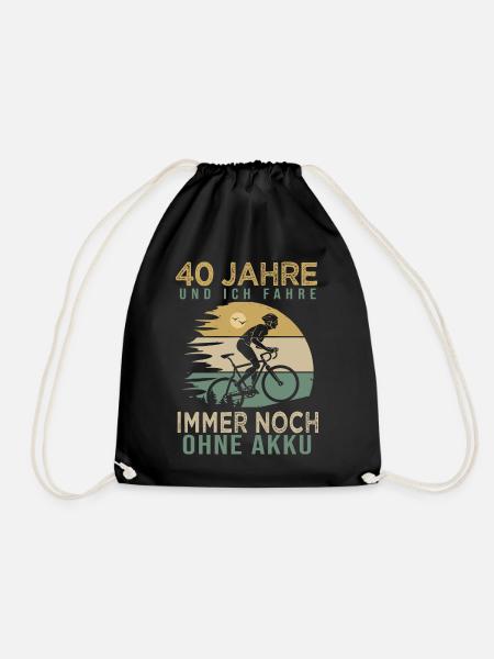40. Geburtstag Fahrrad Geschenk 40 Jahre Radfahrer - Turnbeutel - Schwarz