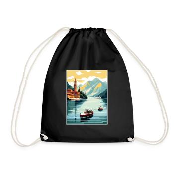 Comer See Italien Dekoration Vintage Reiseposter - Turnbeutel - Schwarz - Vorne