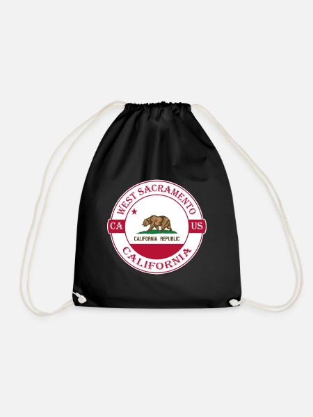 West Sacramento California Flagge USA Souvenir - Turnbeutel - Schwarz