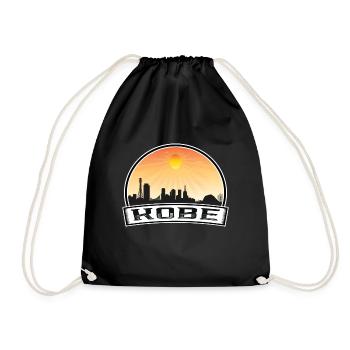 Kobe Japan Skyline Vintage Sonnenuntergang Reise Souvenir - Turnbeutel - Schwarz - Vorne