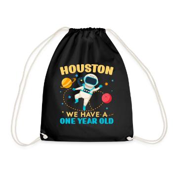 Houston Wir haben ein 1 Jahr altes 1st Birthday Bd - Turnbeutel - Schwarz - Vorne