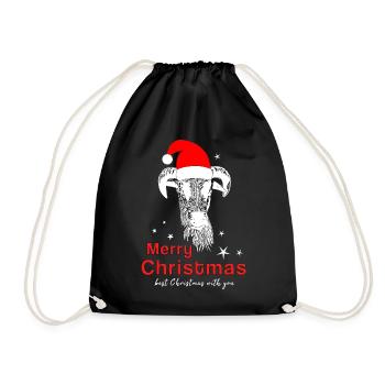 Merry Christmas Schafbock Frohe Weihnachten - Turnbeutel - Schwarz - Vorne