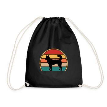 Kai Ken Hundeliebhaber Silhouette Vintage Sonnenuntergang - Turnbeutel - Schwarz - Vorne
