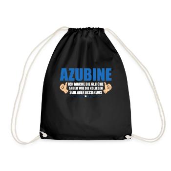 Azubine Mache Gleiche Arbeit Azubi Spruch Lustiges - Turnbeutel - Schwarz - Vorne