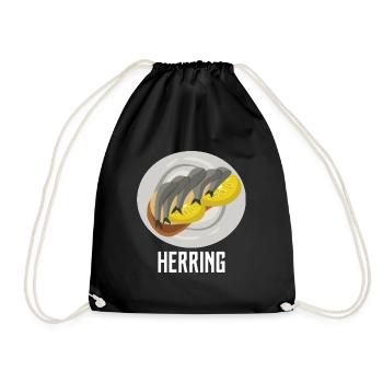 Schimmernder Hering Feinschmecker - Turnbeutel - Schwarz - Vorne