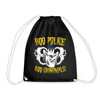 Buh Polizei, buh Kriminelle! Polizist Halloween - Turnbeutel - Schwarz - Vorne