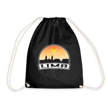 Lima Peru Skyline Vintage Sonnenuntergang Reise Souvenir - Turnbeutel - Schwarz - Vorne