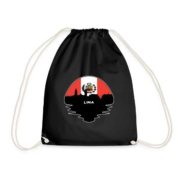 Lima Peru Flagge Skyline Silhouette Reisen - Turnbeutel - Schwarz - Vorne