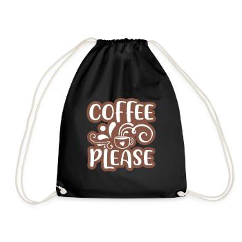 Kaffee bitte Aufkleber Design 01 - Turnbeutel - Schwarz - Vorne