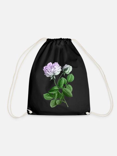 Pastellrose Botanikkunst-Print - Turnbeutel - Schwarz
