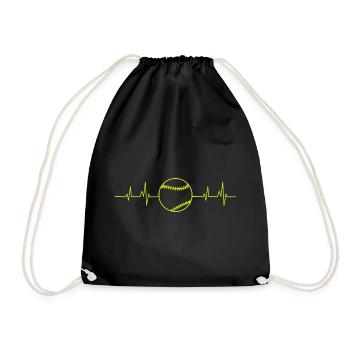 Herzschlag Tennisball Neon - Turnbeutel - Schwarz - Vorne