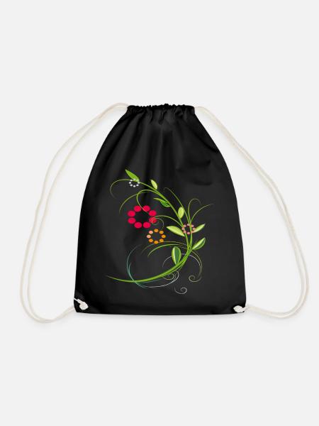 Blumenranke mit kleinen Blüten - Turnbeutel - Schwarz