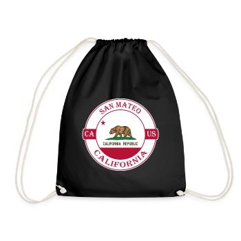 San Mateo California Flagge USA Souvenir Abzeichen - Turnbeutel - Schwarz - Vorne