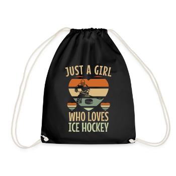 Eishockey Mädchen Vintage Liebe Eishockey - Turnbeutel - Schwarz - Vorne