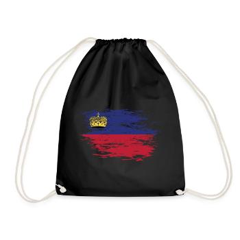 Liechtenstein Flagge used - Turnbeutel - Schwarz - Vorne