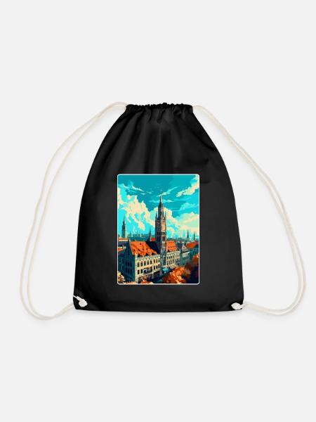 München Deutschland Vintage Reiseplakat Souvenir WPA - Turnbeutel - Schwarz