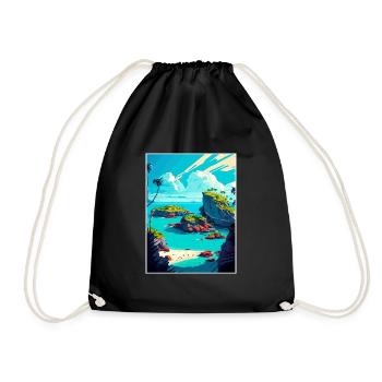 Bermuda Karibik Vintage Reiseposter Souvenir - Turnbeutel - Schwarz - Vorne