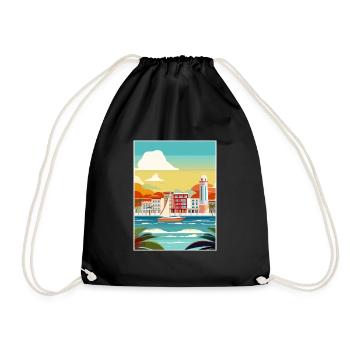 San Juan Karibik Vintage Reiseposter Souvenir - Turnbeutel - Schwarz - Vorne