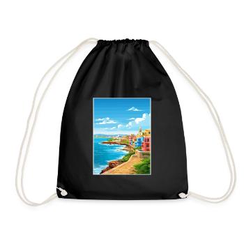 San Juan Karibik Vintage Reiseposter Souvenir - Turnbeutel - Schwarz - Vorne
