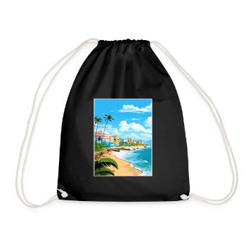 San Juan Karibik Vintage Reiseposter Souvenir - Turnbeutel - Schwarz - Vorne