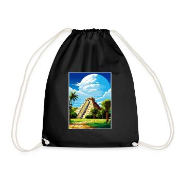 Chichen Itza Dekoration Vintage Reiseposter WPA - Turnbeutel - Schwarz - Vorne