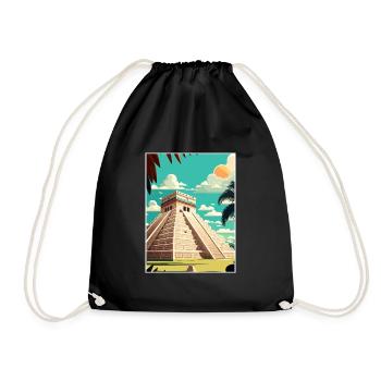 Chichen Itza Dekoration Vintage Reiseposter WPA - Turnbeutel - Schwarz - Vorne