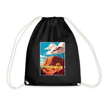 Ayers Rock Australien Vintage Reiseposter WPA Kunst - Turnbeutel - Schwarz - Vorne