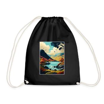 Lake District Vintage Reiseposter WPA Souvenir - Turnbeutel - Schwarz - Vorne