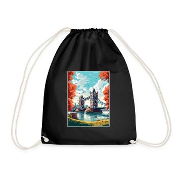 Tower Bridge England Vintage Reiseposter WPA Kunst - Turnbeutel - Schwarz - Vorne