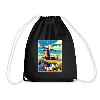 Kinderdijk Niederlande Vintage Reiseposter WPA - Turnbeutel - Schwarz - Vorne