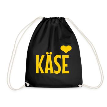 Käse Herz Logo – Gelbe Typo mit Liebe - Turnbeutel - Schwarz - Vorne