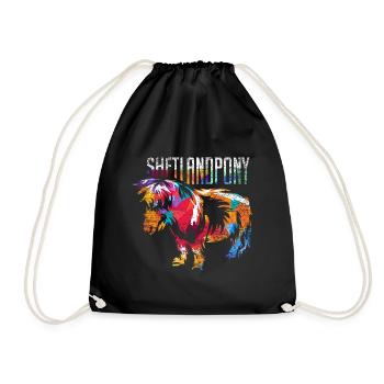 Robustes Shetlandpony Inselrasse - Turnbeutel - Schwarz - Vorne