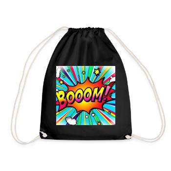 regenbogenstrahl comic style mit kaboom - Turnbeutel - Schwarz - Vorne