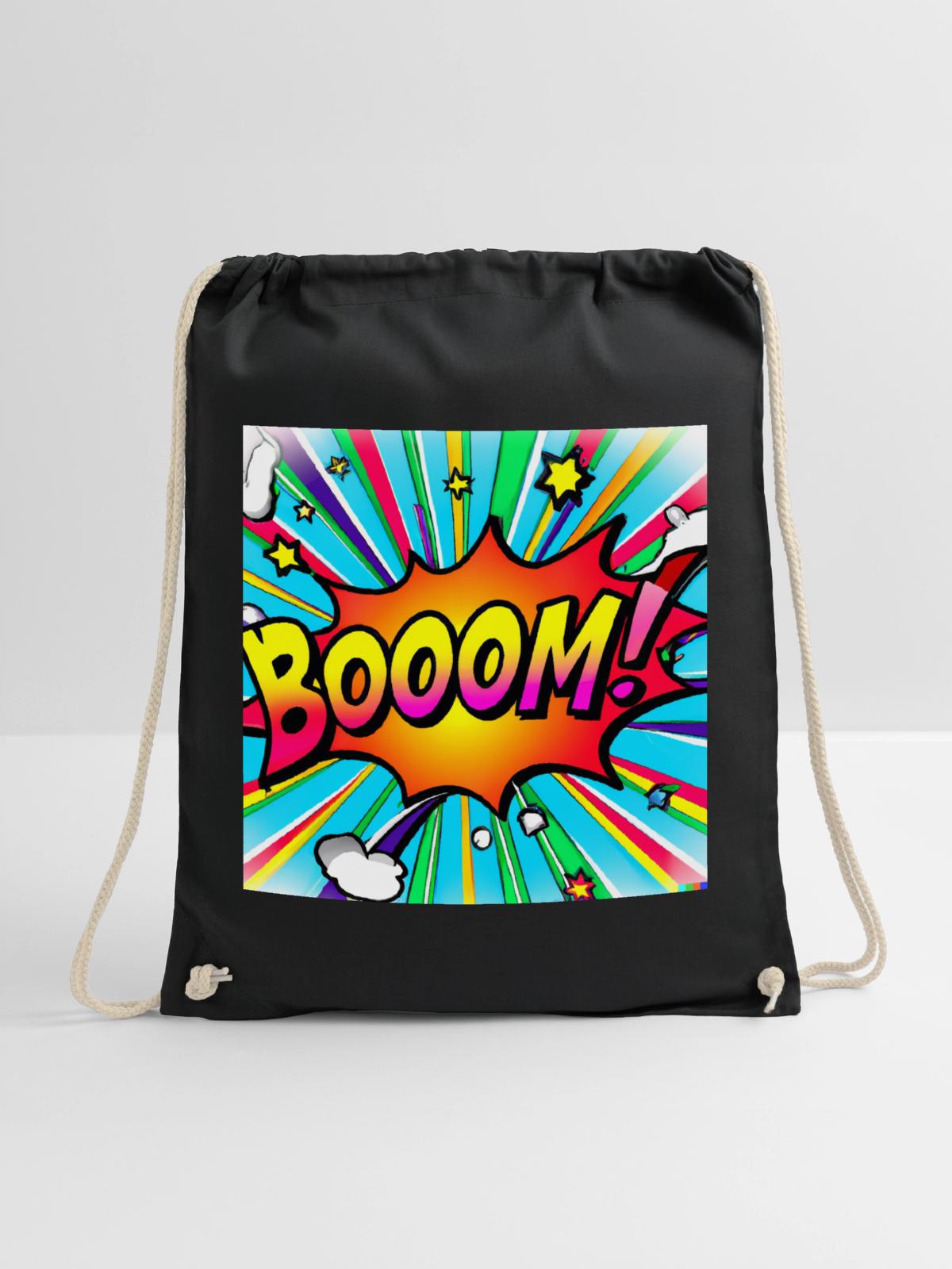 regenbogenstrahl comic style mit kaboom - Turnbeutel - Schwarz - Vorne