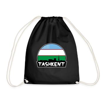 Taschkent Usbekistan Flagge Skyline Silhouette Reisen - Turnbeutel - Schwarz - Vorne