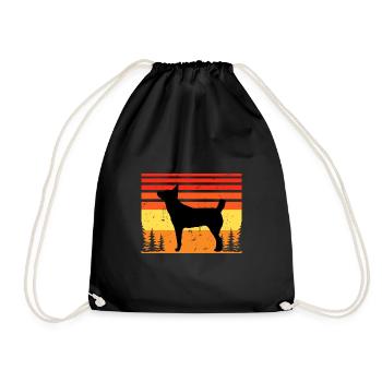 Hare Indian Dog Lover Silhouette Vintage Sonnenuntergang - Turnbeutel - Schwarz - Vorne