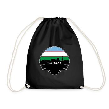 Taschkent Usbekistan Flagge Skyline Silhouette Reisen - Turnbeutel - Schwarz - Vorne
