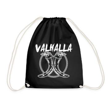Valhalla Kelch Horn Wikinger Getränk - Turnbeutel - Schwarz - Vorne