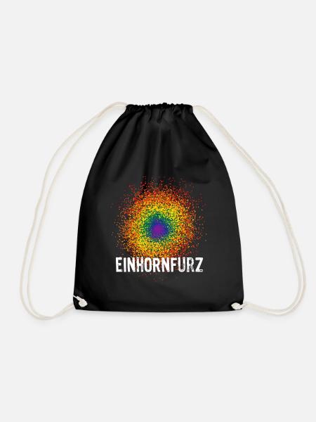 Regenbogen - Einhorn - Furz - Konfetti - Sarkasmus - Turnbeutel - Schwarz