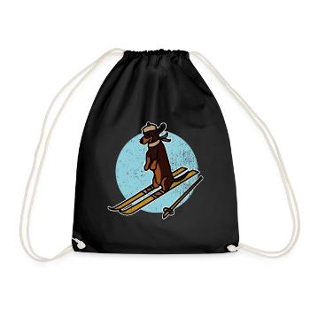 Schneefreudiger Skihund Winterurlaub - Turnbeutel - Schwarz - Vorne