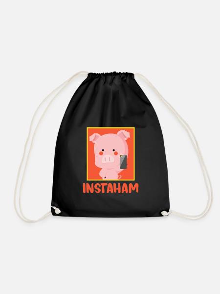 Selfiesüchtiges Schwein Instagram - Turnbeutel - Schwarz