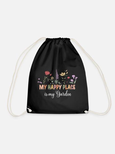 My happy place is my Garden - Turnbeutel - Schwarz