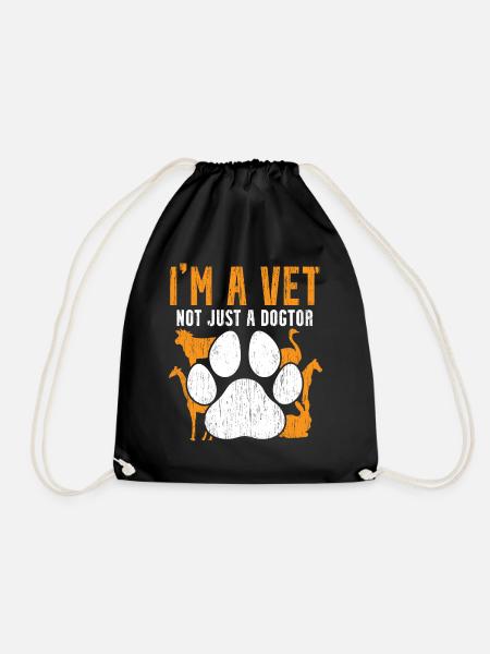 Ich bin Tierarzt nicht nur DOGTOR - Turnbeutel - Schwarz