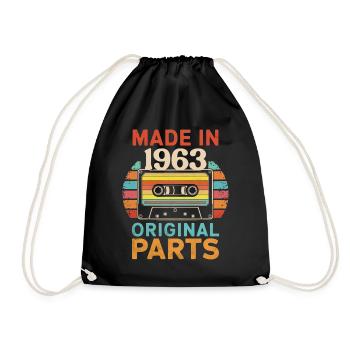 1963 Geburtstag Original 70er 60er Kassettenband Retro - Turnbeutel - Schwarz - Vorne