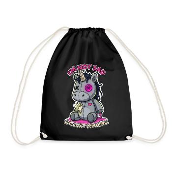 Einhorn Shirt Pastel Goth Creepy Cute Emo - Turnbeutel - Schwarz - Vorne