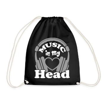 Music in my Head Kopfhörer Headphone DJ Herz  - Turnbeutel - Schwarz - Vorne