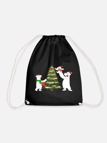 Eis-Weihnachtsbaumbären - Turnbeutel - Schwarz
