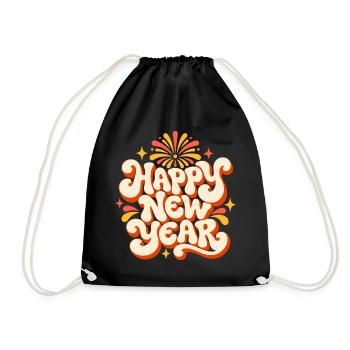 Happy New Year Silvester Outfit Retro 70er Disco - Turnbeutel - Schwarz - Vorne