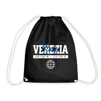 Venedig Italien Koordinaten Reise Souvenir - Turnbeutel - Schwarz - Vorne